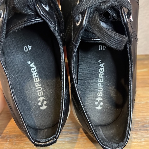 Superga Black Faux Leather Sneakers Womens Size 7 1/2 - Picture 5 of 6